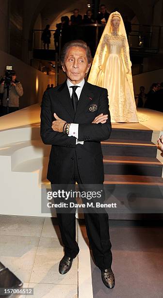 Valentino Garavani attends a private view of 'Valentino: Master Of Couture', exhibiting from November 29th, 2012 - March 3 at Somerset House on...