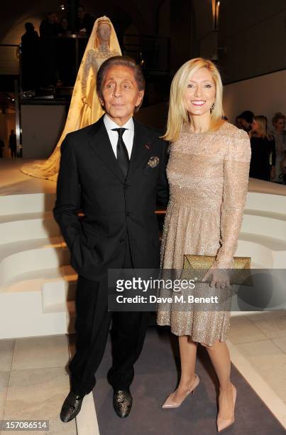 Valentino Garavani and Princess Marie Chantal of Greece attend a private view of 'Valentino: Master Of Couture', exhibiting from November 29th, 2012...