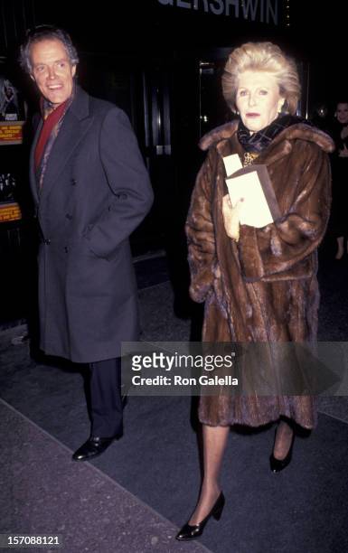 Carter Brown and Pamela Harriman attend 20th Annual Theater Hall of Fame Awards on February 11, 1991 at the Gershwin Theater in New York City.