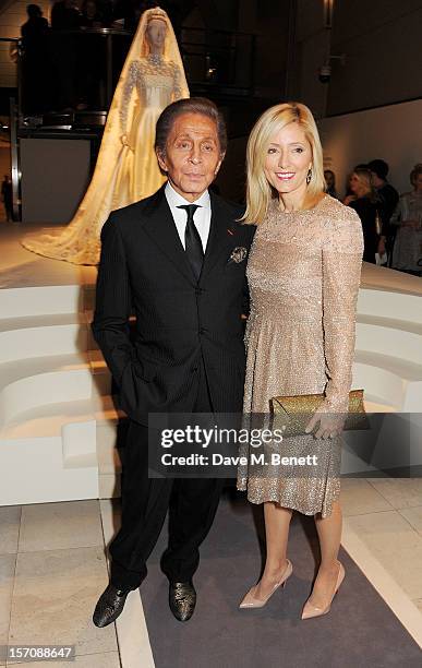 Valentino Garavani and Princess Marie Chantal of Greece attend a private view of 'Valentino: Master Of Couture', exhibiting from November 29th, 2012...