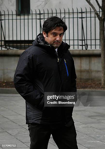 Paul Ceglia, indicted on charges of mail fraud and wire fraud, arrives at federal court in New York, U.S., on Wednesday, Nov. 28, 2012. Ceglia...