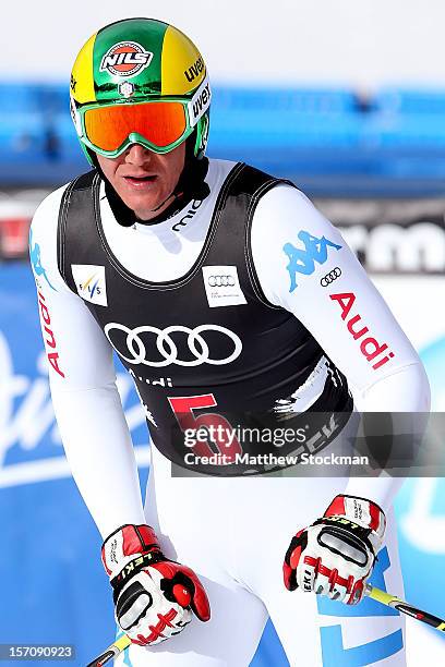 Siegmar Klotz Italy finishes his run during downhill training on the Birds of Prey at the Audi FIS World Cup on November 28, 2012 in Beaver Creek,...