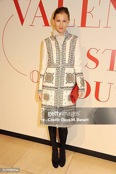 Elizabeth Von Guttman attend a private view of 'Valentino: Master Of Couture', exhibiting from November 29th, 2012 - March 3 at Somerset House on...