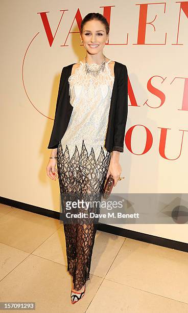 Olivia Palermo attends a private view of 'Valentino: Master Of Couture', exhibiting from November 29th, 2012 - March 3 at Somerset House on November...