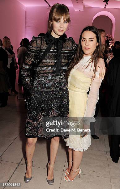 Edie Campbell and Tallulah Harlech attend a private view of 'Valentino: Master Of Couture', exhibiting from November 29th, 2012 - March 3 at Somerset...