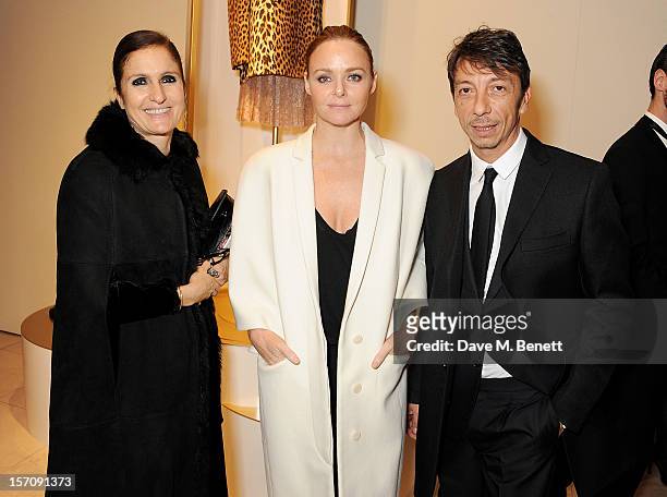 Maria Grazia Chiuri, Stella McCartney and Pier Paolo Piccioli attends a private view of 'Valentino: Master Of Couture', exhibiting from November...