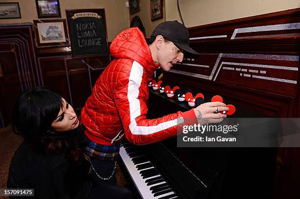 Deadmau5 and Kat Von D at the launch event of the New Nokia Lumia Range at Flat Iron Square on November 28, 2012 in London, England.