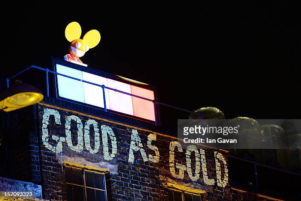 Deadmau5 performs during the launch event of the New Nokia Lumia Range at Flat Iron Square on November 28, 2012 in London, England.