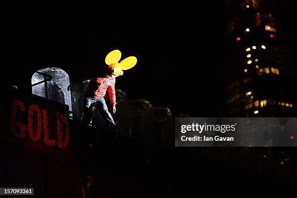 Deadmau5 performs during the launch event of the New Nokia Lumia Range at Flat Iron Square on November 28, 2012 in London, England.