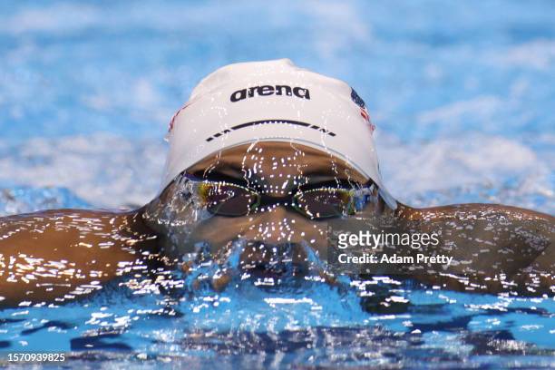 Shaine Casas of Team United States competes in the Men's 200m Individual Medley Heats on day four of the Fukuoka 2023 World Aquatics Championships at...