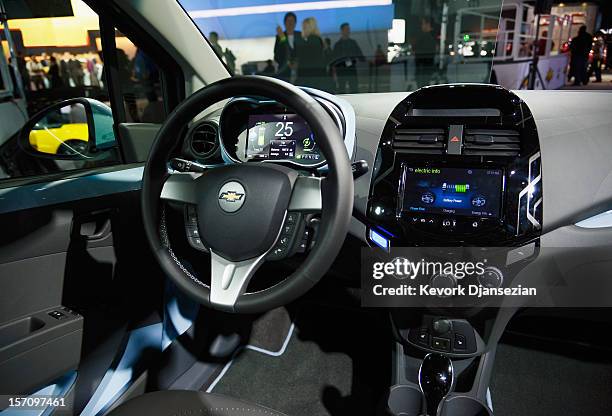 The new 2014 Chevy Spark EV electric vehicle is unveiled during the Los Angeles Auto show on November 28, 2012 in Los Angeles, California. The LA...