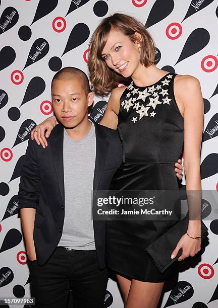 Fashion designer Jason Wu and model Karlie Kloss attend the Target + Neiman Marcus Holiday Collection launch event on November 28, 2012 in New York...