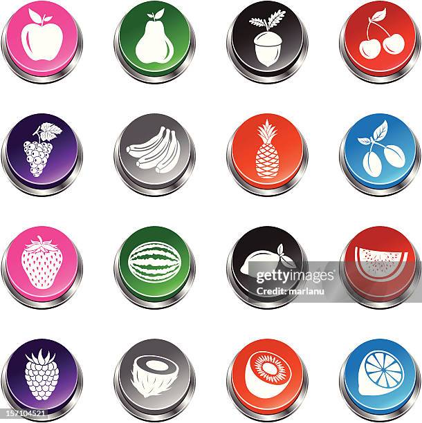 fruits icons - 3d push button series - nectarine stock illustrations