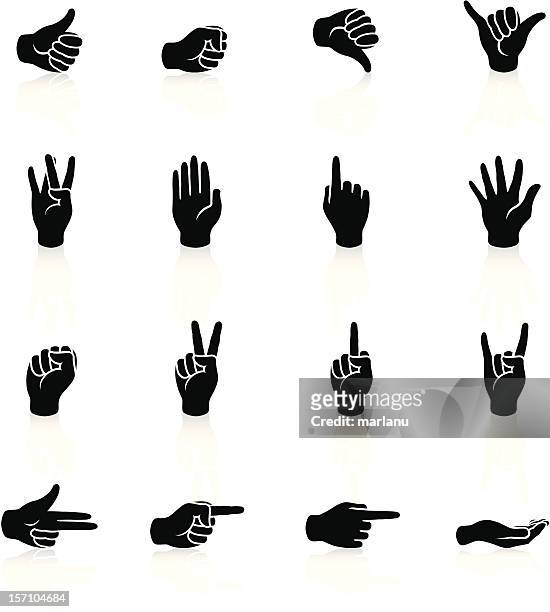 hand signs icons - black series - v sign stock illustrations