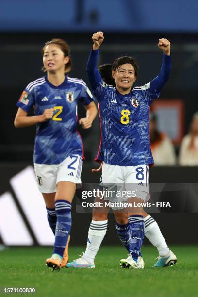 Hikaru Naomoto of Japan celebrates after scoring her team's first goal during the FIFA Women's World Cup Australia & New Zealand 2023 Group C match...