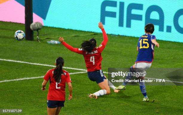 Aoba Fujino of Japan scores her team's second goal during the FIFA Women's World Cup Australia & New Zealand 2023 Group C match between Japan and...