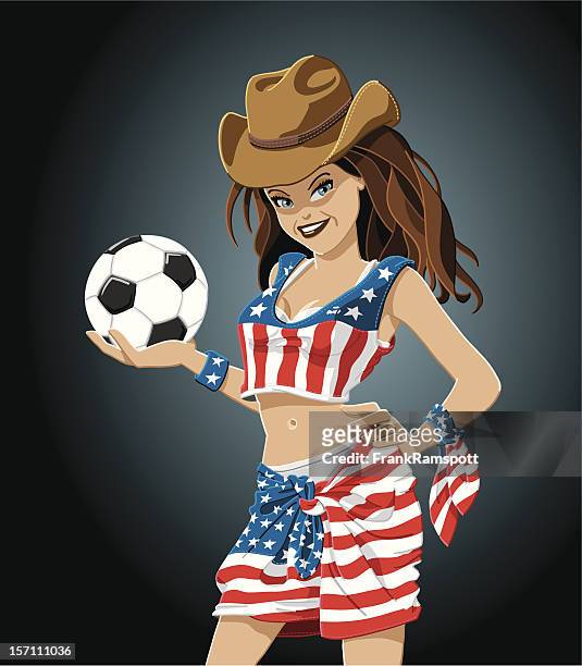 soccer girl usa - cowboy hat clipart stock illustrations