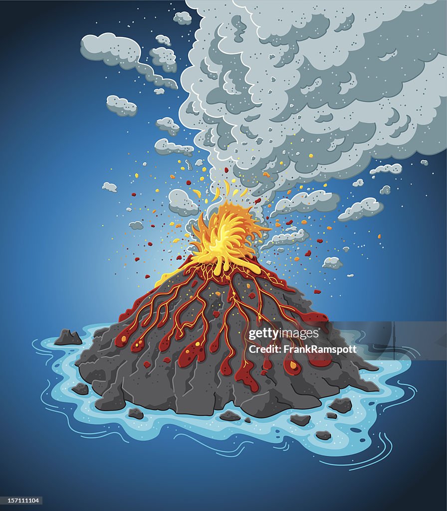 Ilha erupção do Vulcão