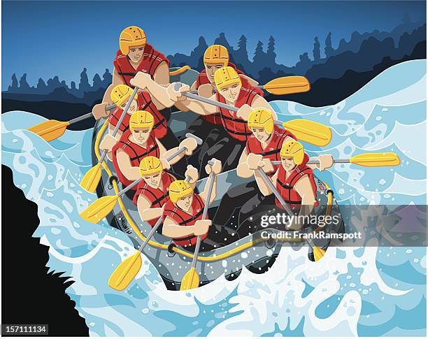 white water rafting - whitewater rafting stock illustrations