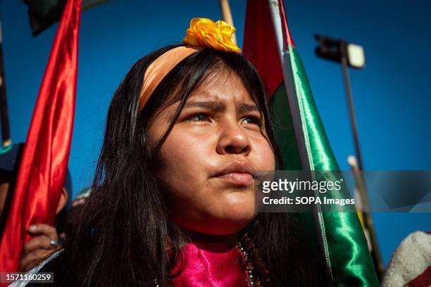 Young girl is seen during a demonstration on the occasion of "La Pachamama," or Mother Earth Day. Indigenous leaders from the province of Jujuy...