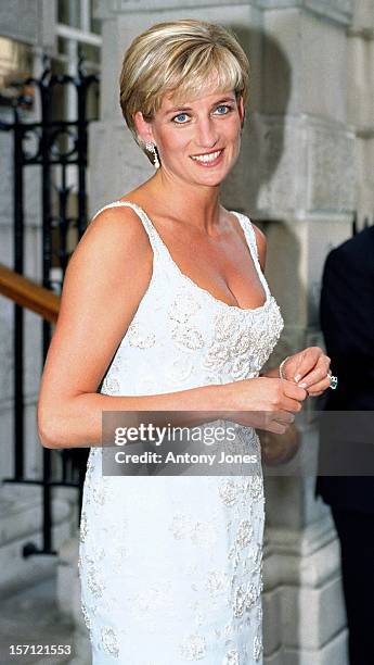 Diana The Princess Of Wales Attends A Gala Reception & Preview Of Her 'Dresses Auction' At Christies In London. .