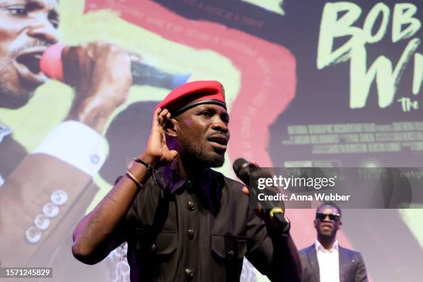 Bobi Wine performs onstage during the National Geographic Documentary Films “Bobi Wine: The People’s President” premiere and special performance at...