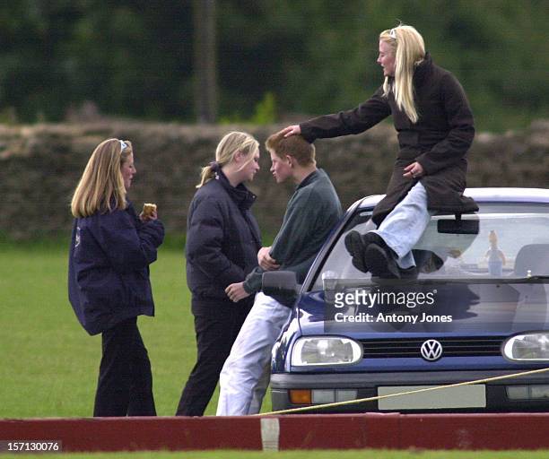 Playful Prince Harry & Friends At The Beaufort Polo Club, Near Tetbury, Gloucestershire.