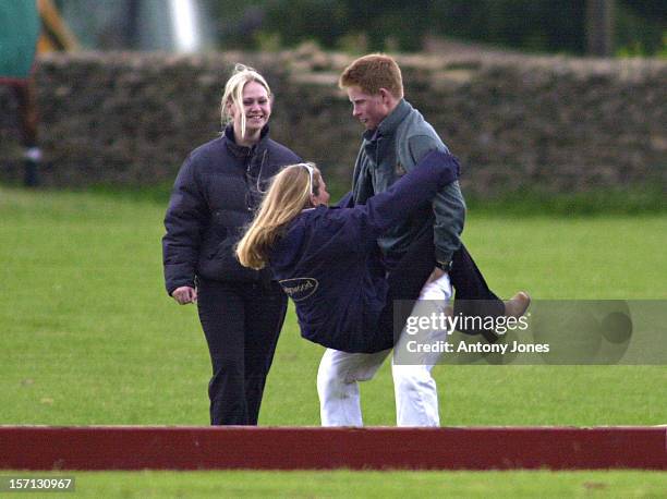 Playful Prince Harry & Friends At The Beaufort Polo Club, Near Tetbury, Gloucestershire.