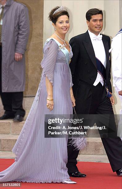 Princess Alexia Of Greece & Husband Carlos Morales Quintana Attend The Wedding Of Crown Prince Frederik & Mary Donaldson At The Vor Frue Kirke...