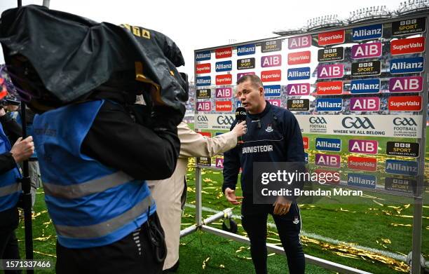 Dublin , Ireland - 30 July 2023; Dublin manager Dessie Farrell is interviewed by BBC Sport after the GAA Football All-Ireland Senior Championship...