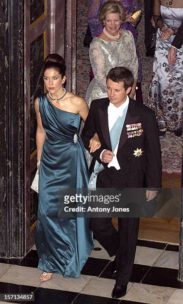 Gala Dinner At Fredensborg Palace To Celebrate Crown Prince Frederik Of Denmark & Mary Donaldson Officially Announcing Their Engagement.