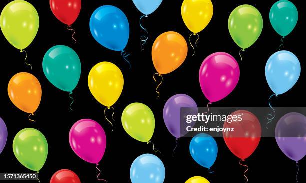 seamless birthday balloons background - birthday-balloons-background stock illustrations