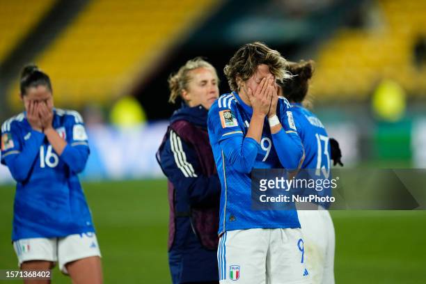 Italy players dejected after losing the FIFA Women's World Cup Australia &amp; New Zealand 2023 Group G match between South Africa and Italy at...