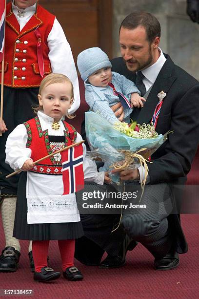 Crown Prince Haakon, Princess Ingrid Alexandra & Prince Sverre Magnus Attend The Norway National Day Celebrations In Skaugum.