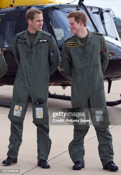 Prince William And Prince Harry At Their Military Helicopter Training Course Based At Raf Shawbury, Shrewsbury.