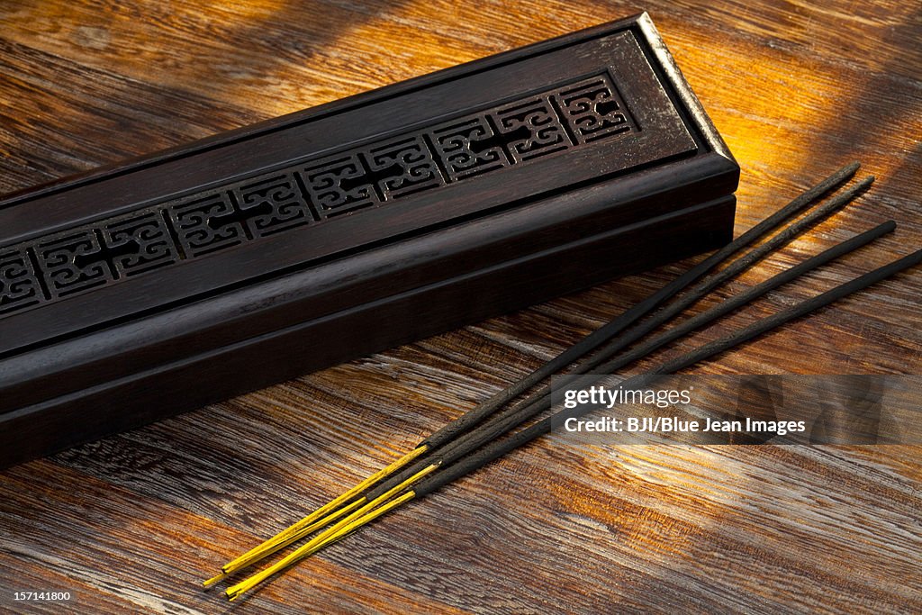 Chinese incense on table