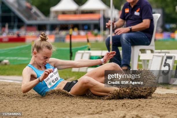 Bente van der Stoel of AV `34 Apeldoorn competing on Women - Long Jump during the Dutch National Athletics Championships on July 28, 2023 in Breda,...