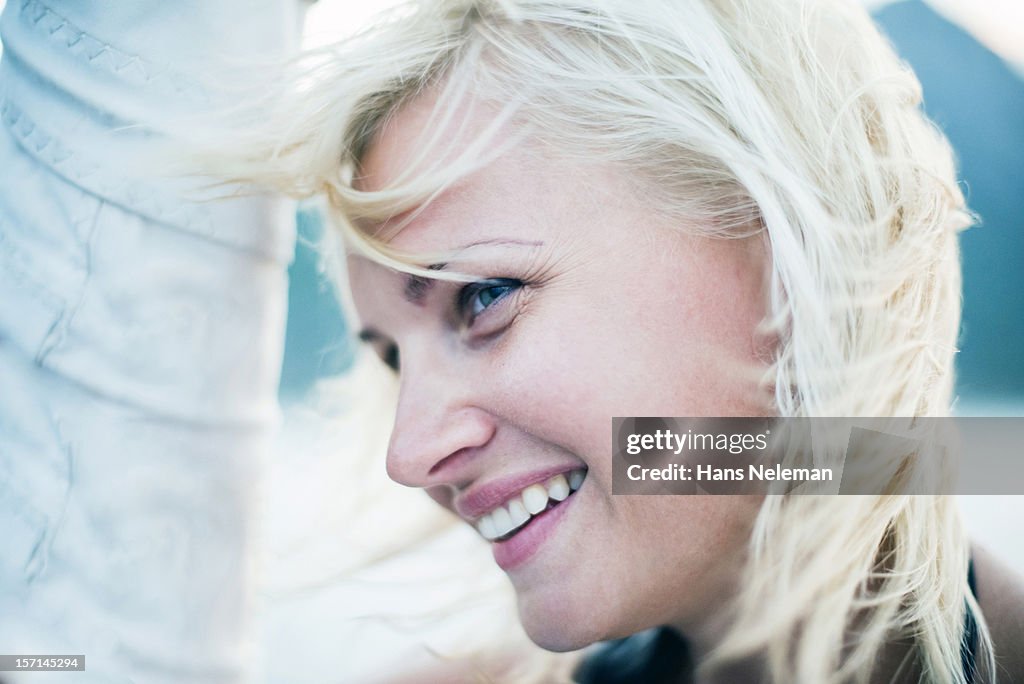 Close up portrait of young woman smiling