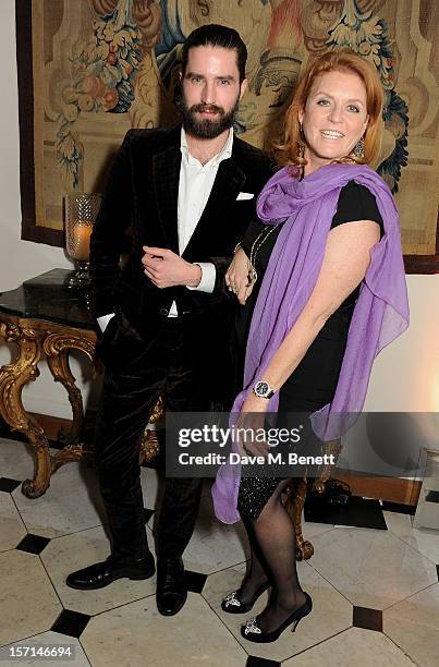 Jack Guinness and Sarah Ferguson, Duchess of York, attend a dinner celebrating the launch of 'Valentino: Master Of Couture', the new exhibition...