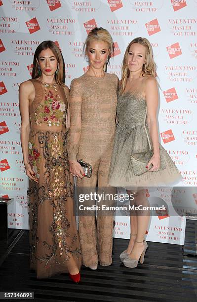 Anouska Beckwith, Tamara Beckwith and Alice Naylor-Leyland attend the VIP view of Valentino: Master of Couture at Embankment Gallery on November 28,...