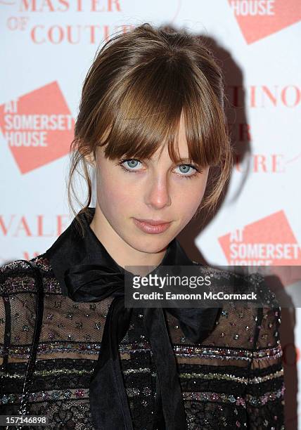 Edie Campbell attends the VIP view of Valentino: Master of Couture at Embankment Gallery on November 28, 2012 in London, England.
