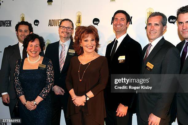 Tom Herbst, Lisa Mann, Matthew McCarthy, Joy Behar, Brian Niccol, Chris Gabaldon, and James Cooper attend The Annual Adweek Brand Genius Awards at...