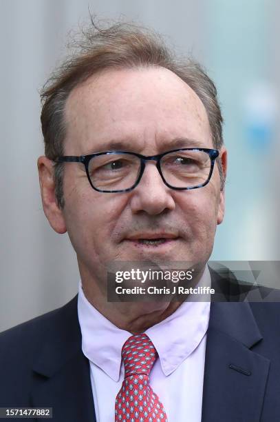 Kevin Spacey arrives at Southwark Crown Court as the jury deliberate on his sexual assault trial on July 26, 2023 in London, England. The U.S. Actor...