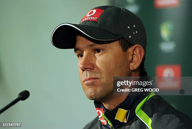 Australian Test cricketer Ricky Ponting announces his retirement during a press conference on the eve of the third cricket Test between South Africa...