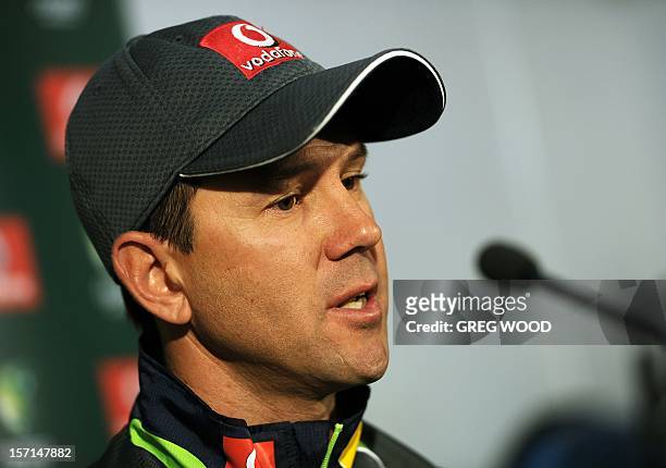 Australian Test cricketer Ricky Ponting announces his retirement during a press conference on the eve of the third cricket Test between South Africa...
