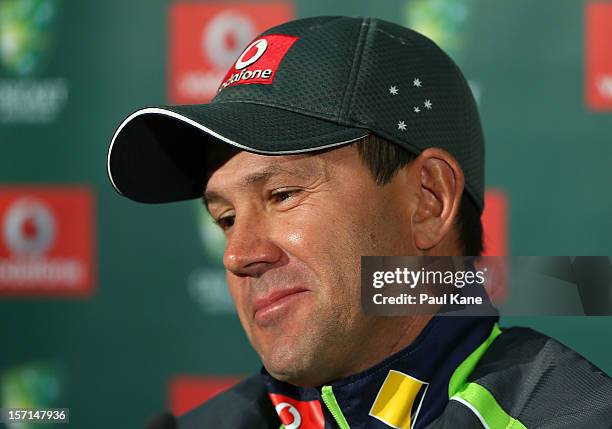 Australian cricket player Ricky Ponting holds a press conference to announce his retirement from international cricket on November 29, 2012 in Perth,...