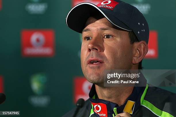 Australian cricket player Ricky Ponting holds a press conference to announce his retirement from international cricket on November 29, 2012 in Perth,...