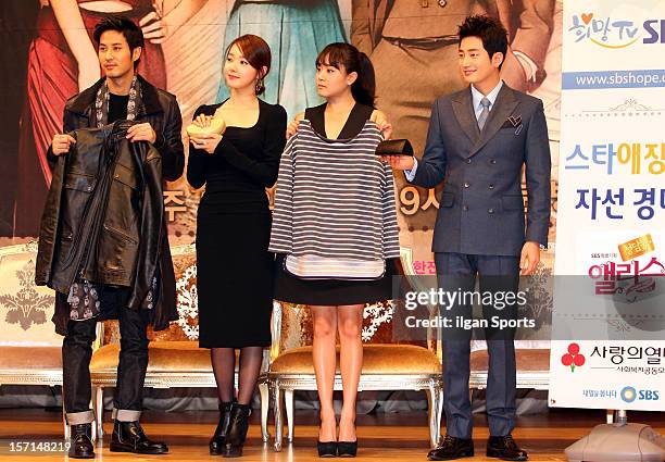 Kim Ji-Suk, So E-Hyun, Moon Geun-Young, and Park Si-Hoo attend the SBS Drama 'Cheongdam Dong Alice' Press Conference at sbs Broadcasting Center on...