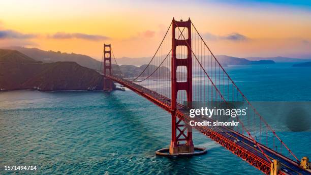 view of golden gate bridge - golden gate bridge stock pictures, royalty-free photos & images