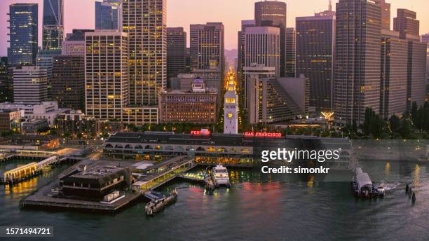 view of san francisco ferry building - ferry terminal stock pictures, royalty-free photos & images
